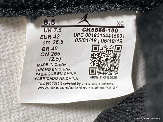 Rep Husky Fearless Retro Air OG Jordan High 1 CK5666-100 0720